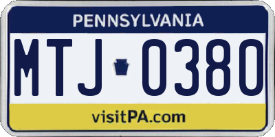 PA license plate MTJ0380