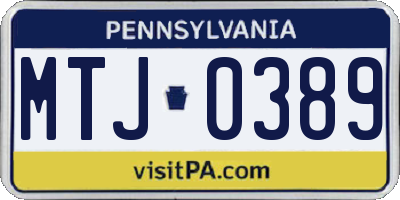 PA license plate MTJ0389