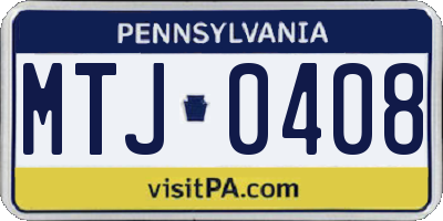 PA license plate MTJ0408