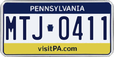 PA license plate MTJ0411