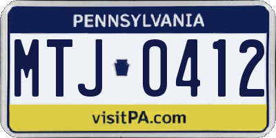 PA license plate MTJ0412