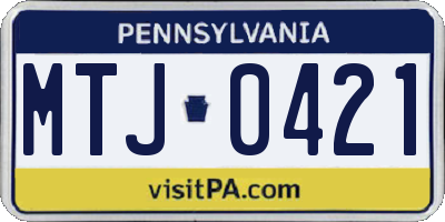PA license plate MTJ0421