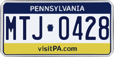 PA license plate MTJ0428