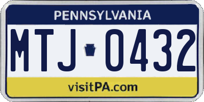 PA license plate MTJ0432