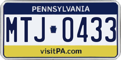 PA license plate MTJ0433