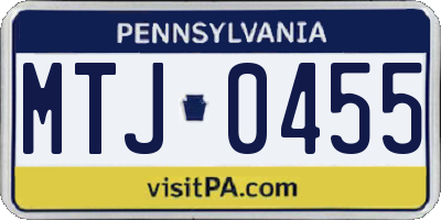 PA license plate MTJ0455