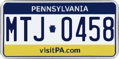 PA license plate MTJ0458