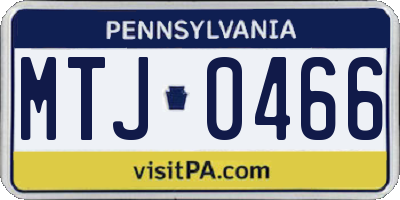 PA license plate MTJ0466