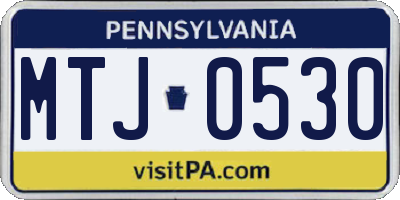 PA license plate MTJ0530