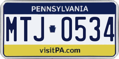 PA license plate MTJ0534
