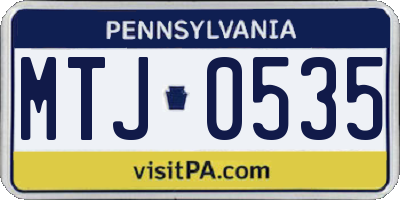PA license plate MTJ0535