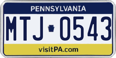 PA license plate MTJ0543
