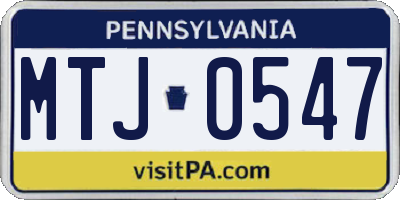 PA license plate MTJ0547