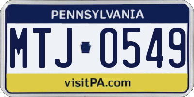 PA license plate MTJ0549
