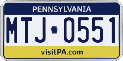 PA license plate MTJ0551