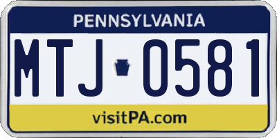PA license plate MTJ0581