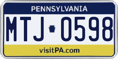 PA license plate MTJ0598