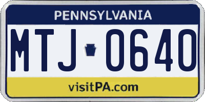 PA license plate MTJ0640
