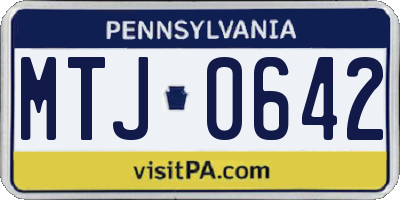 PA license plate MTJ0642