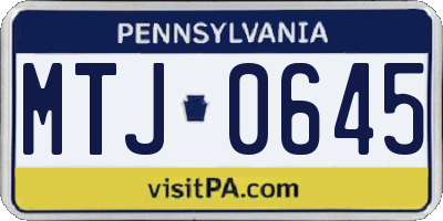 PA license plate MTJ0645