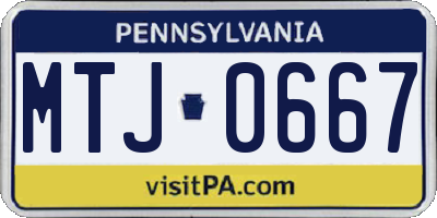 PA license plate MTJ0667
