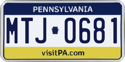 PA license plate MTJ0681