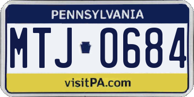 PA license plate MTJ0684