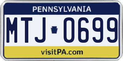 PA license plate MTJ0699