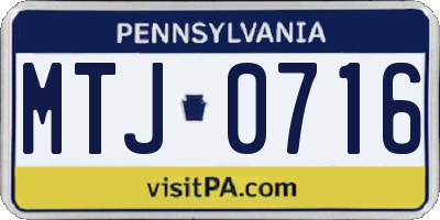 PA license plate MTJ0716