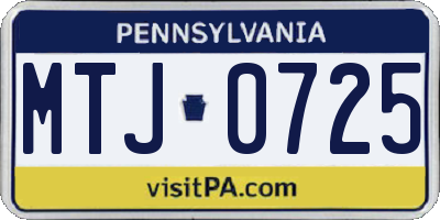 PA license plate MTJ0725