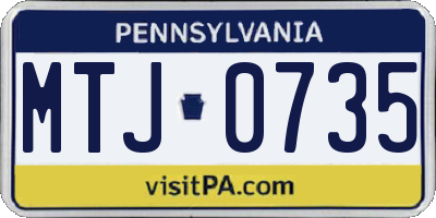 PA license plate MTJ0735