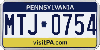 PA license plate MTJ0754