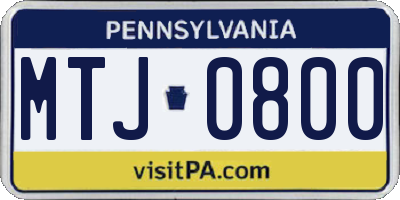 PA license plate MTJ0800