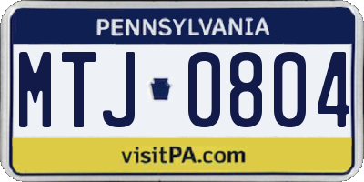 PA license plate MTJ0804