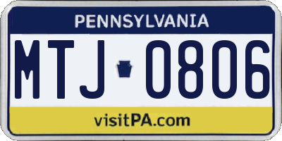 PA license plate MTJ0806