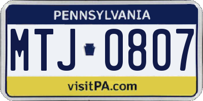 PA license plate MTJ0807