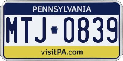 PA license plate MTJ0839