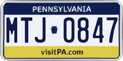 PA license plate MTJ0847