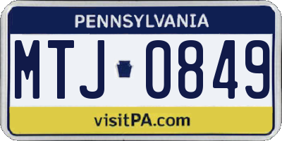 PA license plate MTJ0849