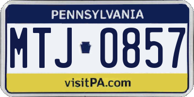PA license plate MTJ0857