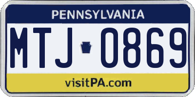 PA license plate MTJ0869