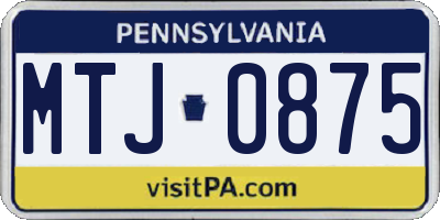 PA license plate MTJ0875