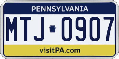 PA license plate MTJ0907