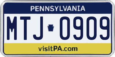 PA license plate MTJ0909