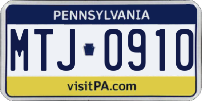 PA license plate MTJ0910