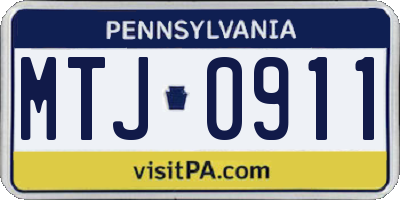 PA license plate MTJ0911