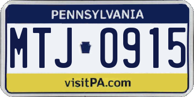 PA license plate MTJ0915