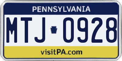 PA license plate MTJ0928
