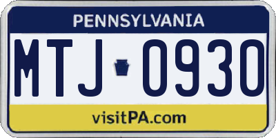 PA license plate MTJ0930