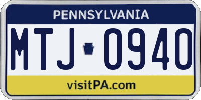 PA license plate MTJ0940